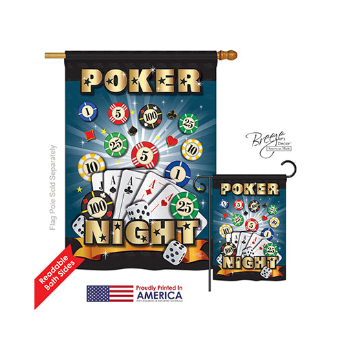 Breeze Decor 09039 Poker Night 2-Sided Vertical Impression House Flag - 28 X 40 In.