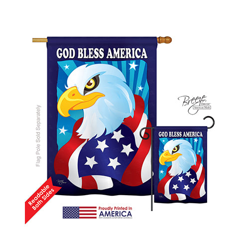 Breeze Decor 11051 Patriotic Freedom Eagle 2-Sided Vertical Impression House Flag - 28 X 40 In.