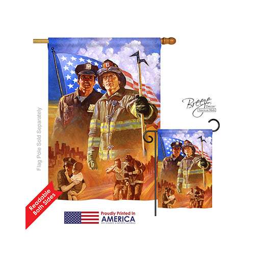 Breeze Decor 11065 Patriotic Heroes 2-Sided Vertical Impression House Flag - 28 X 40 In.