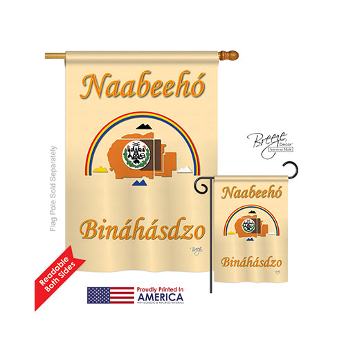 Breeze Decor 08173 Historic Navajo Nation 2-Sided Vertical Impression House Flag - 28 X 40 In.