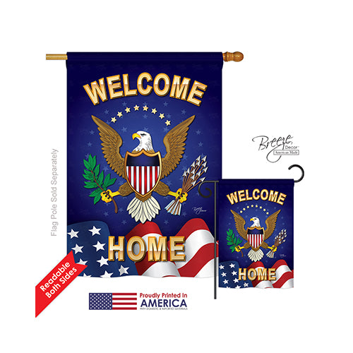 Breeze Decor 08064 Military Welcome Home 2-Sided Vertical Impression House Flag - 28 X 40 In.