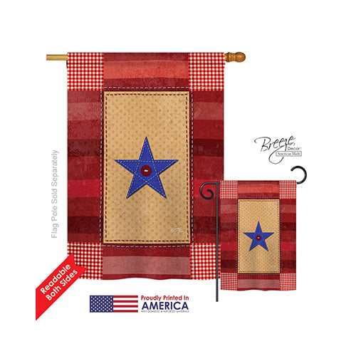 Breeze Decor 08070 Military One Star Service 2-Sided Vertical Impression House Flag - 28 X 40 In.