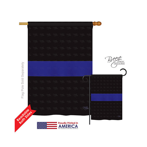 Breeze Decor 08240 Military Blue Stripe 2-Sided Vertical Impression House Flag - 28 X 40 In.