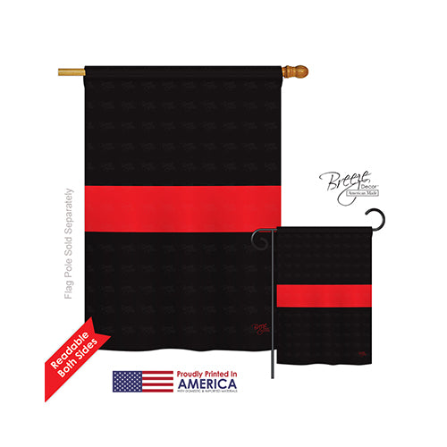 Breeze Decor 08241 Military Red Stripe 2-Sided Vertical Impression House Flag - 28 X 40 In.