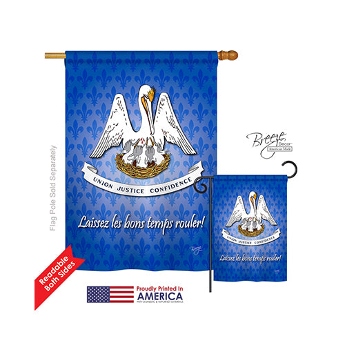 Breeze Decor 08083 States Louisiana 2-Sided Vertical Impression House Flag - 28 X 40 In.