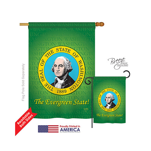 Breeze Decor 08101 States Washington 2-Sided Vertical Impression House Flag - 28 X 40 In.