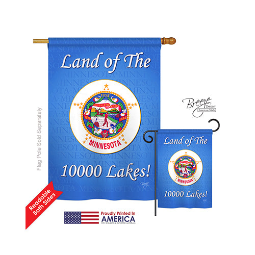 Breeze Decor 08110 States Minnesota 2-Sided Vertical Impression House Flag - 28 X 40 In.