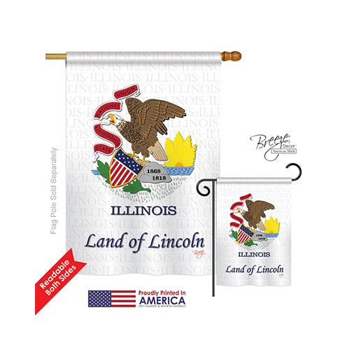 Breeze Decor 08113 States Illinois 2-Sided Vertical Impression House Flag - 28 X 40 In.