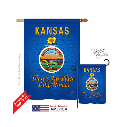 Breeze Decor 08132 States Kansas 2-Sided Vertical Impression House Flag - 28 X 40 In.
