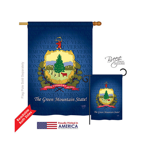 Breeze Decor 08134 States Vermont 2-Sided Vertical Impression House Flag - 28 X 40 In.