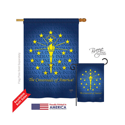 Breeze Decor 08141 States Indiana 2-Sided Vertical Impression House Flag - 28 X 40 In.