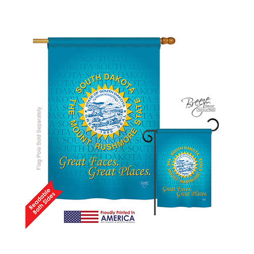 Breeze Decor 08146 States South Dakota 2-Sided Vertical Impression House Flag - 28 X 40 In.