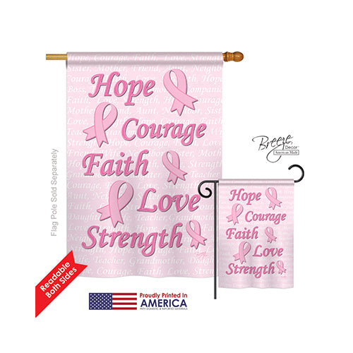 Breeze Decor 15080 Hope  Faith  Courage 2-Sided Vertical Impression House Flag - 28 X 40 In.