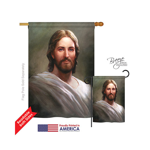 Breeze Decor 03047 Our Savior 2-Sided Vertical Impression House Flag - 28 X 40 In.