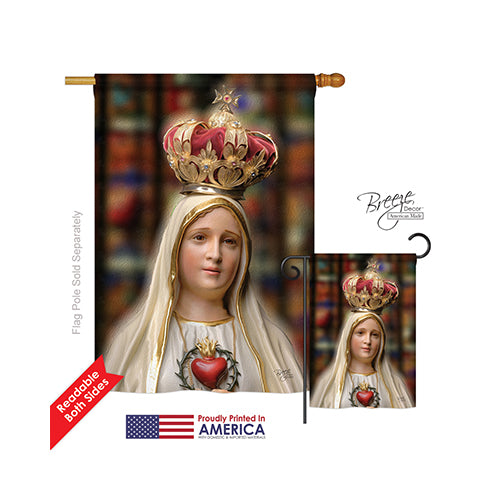 Breeze Decor 03058 Our Lady Of Fatima 2-Sided Vertical Impression House Flag - 28 X 40 In.