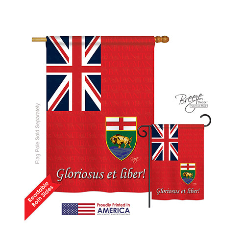 Breeze Decor 08186 Canada Provinces Manitoba 2-Sided Vertical Impression House Flag - 28 X 40 In.