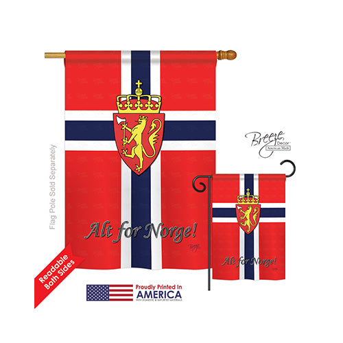 Breeze Decor 08092 Norway 2-Sided Vertical Impression House Flag - 28 X 40 In.
