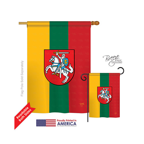 Breeze Decor 08198 Lithuania 2-Sided Vertical Impression House Flag - 28 X 40 In.