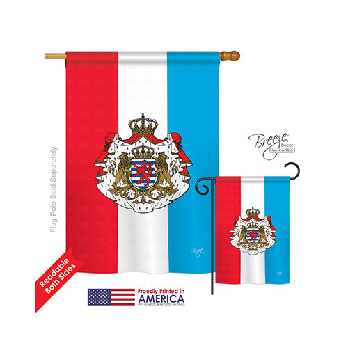 Breeze Decor 08199 Luxembourg 2-Sided Vertical Impression House Flag - 28 X 40 In.