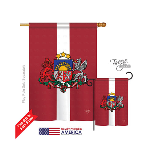 Breeze Decor 08201 Latvia 2-Sided Vertical Impression House Flag - 28 X 40 In.
