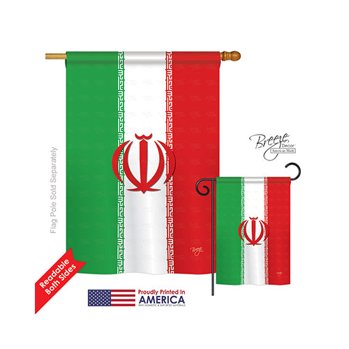 Breeze Decor 08215 Iran 2-Sided Vertical Impression House Flag - 28 X 40 In.