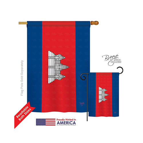 Breeze Decor 08261 Cambodia 2-Sided Vertical Impression House Flag - 28 X 40 In.
