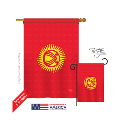 Breeze Decor 08275 Kyrgyzstan 2-Sided Vertical Impression House Flag - 28 X 40 In.