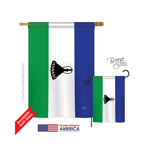 Breeze Decor 08288 Lesotho 2-Sided Vertical Impression House Flag - 28 X 40 In.