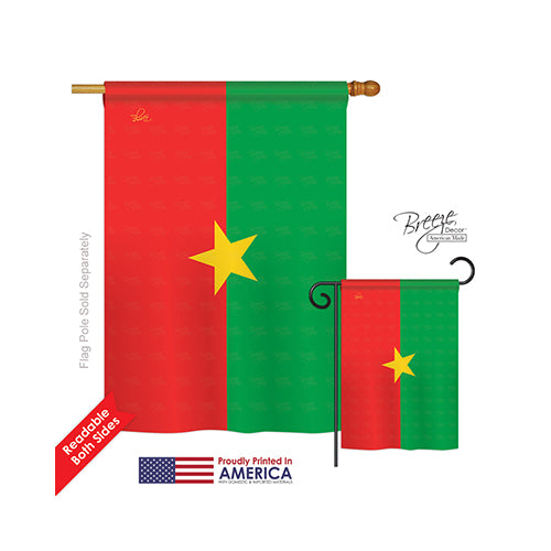 Breeze Decor 08310 Burkina Faso 2-Sided Vertical Impression House Flag - 28 X 40 In.