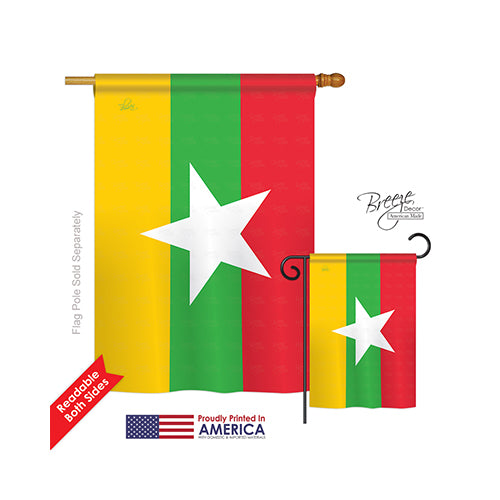 Breeze Decor 08324 Myanmar 2-Sided Vertical Impression House Flag - 28 X 40 In.