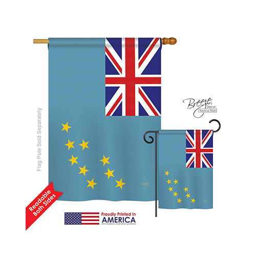 Breeze Decor 08339 Tuvalu 2-Sided Vertical Impression House Flag - 28 X 40 In.