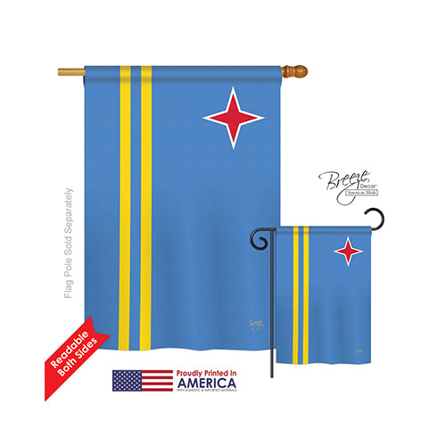 Breeze Decor 08340 Aruba 2-Sided Vertical Impression House Flag - 28 X 40 In.