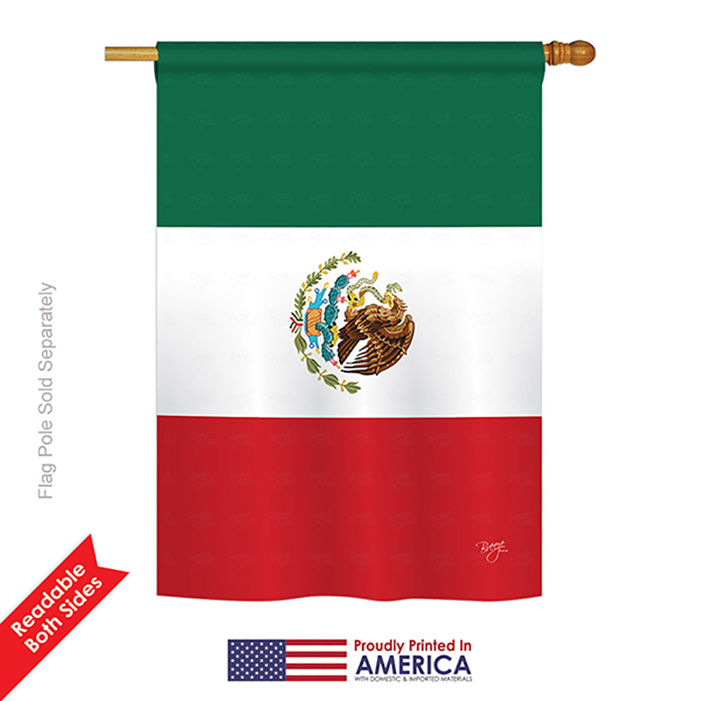 Breeze Decor 08357 Mexico Country 2-Sided Vertical Impression House Flag - 28 X 40 In.