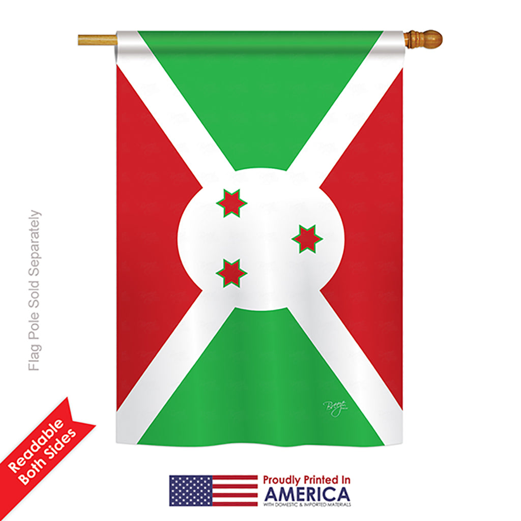 Breeze Decor 08365 Burundi 2-Sided Vertical Impression House Flag - 28 X 40 In.