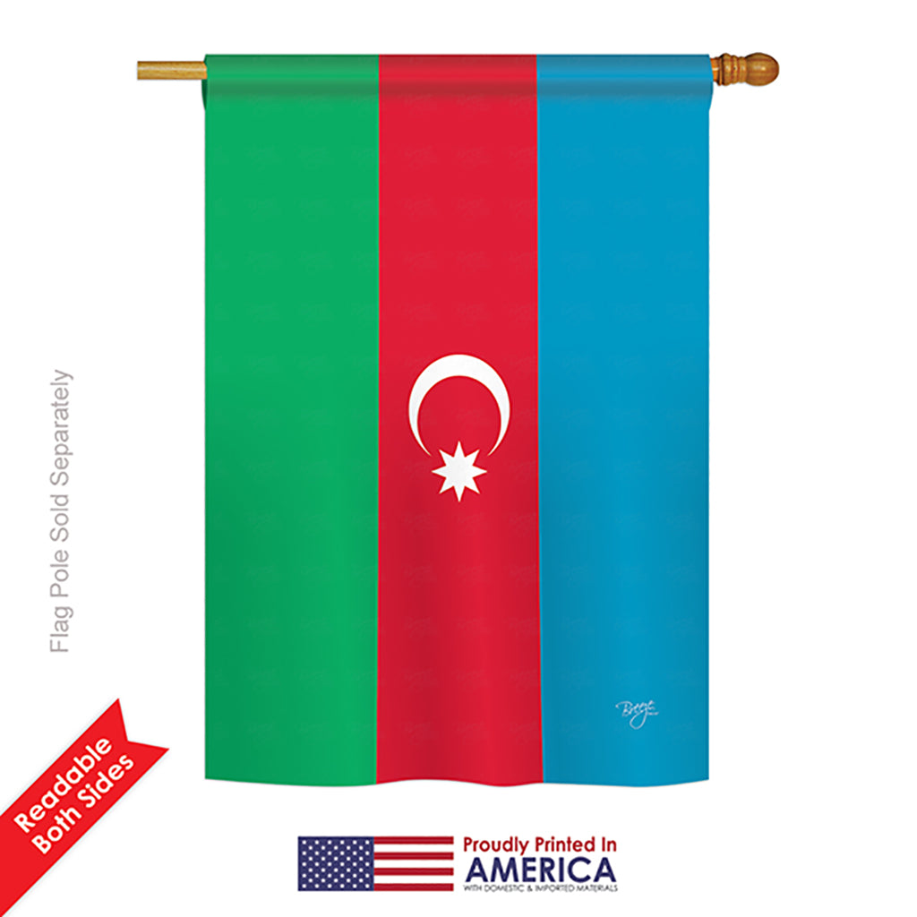 Breeze Decor 08371 Azerbaijan 2-Sided Vertical Impression House Flag - 28 X 40 In.