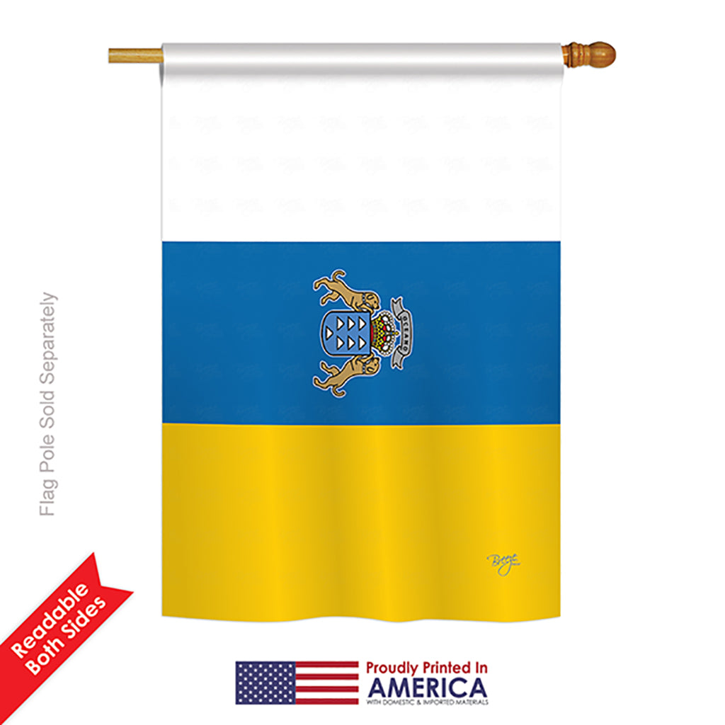 Breeze Decor 08375 Canary Islands 2-Sided Vertical Impression House Flag - 28 X 40 In.