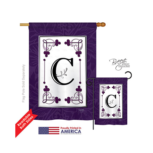 Breeze Decor 30003 Classic C Monogram 2-Sided Vertical Impression House Flag - 28 X 40 In.