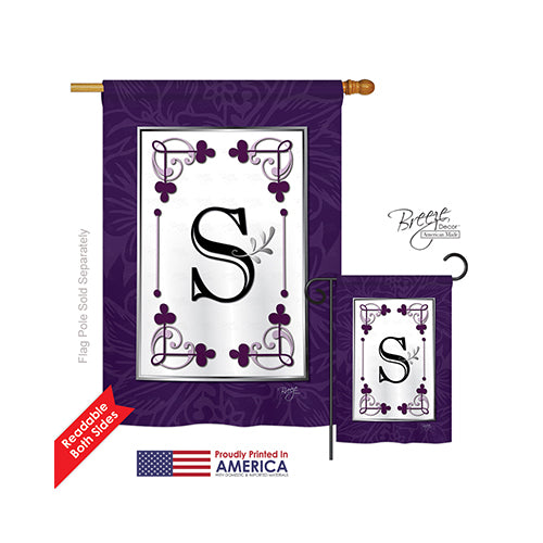 Breeze Decor 30019 Classic S Monogram 2-Sided Vertical Impression House Flag - 28 X 40 In.