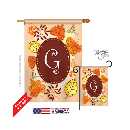 Breeze Decor 30033 Autumn G Monogram 2-Sided Vertical Impression House Flag - 28 X 40 In.