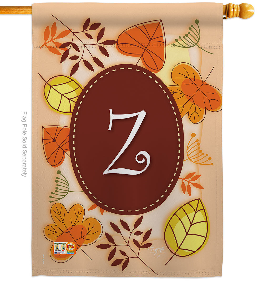 Breeze Decor 30052 Autumn Z Monogram 2-Sided Vertical Impression House Flag - 28 X 40 In.
