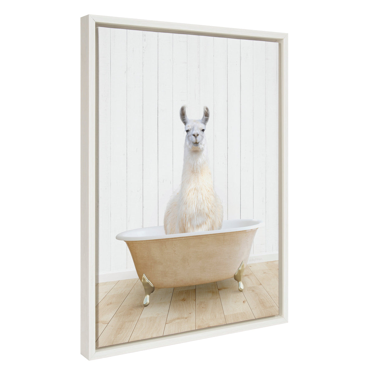 Sylvie Llama Farmhouse Bath Framed Canvas by Amy Peterson Art Studio