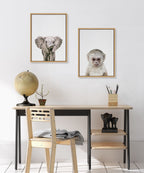Sylvie Monkey Color Framed Canvas by Simon Te of Tai Prints