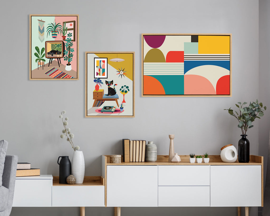 Sylvie Mid Century Modern Pattern Framed Canvas by Rachel Lee of My Dream Wall