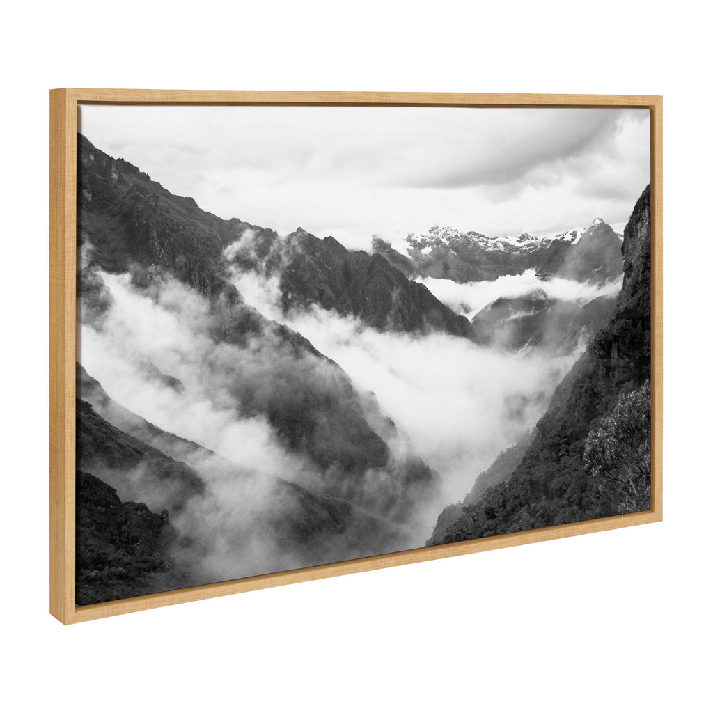 Sylvie BW Highland Cow No. 1 , Mountains, and Inca Trail Black and White Framed Canvas by Various Artists