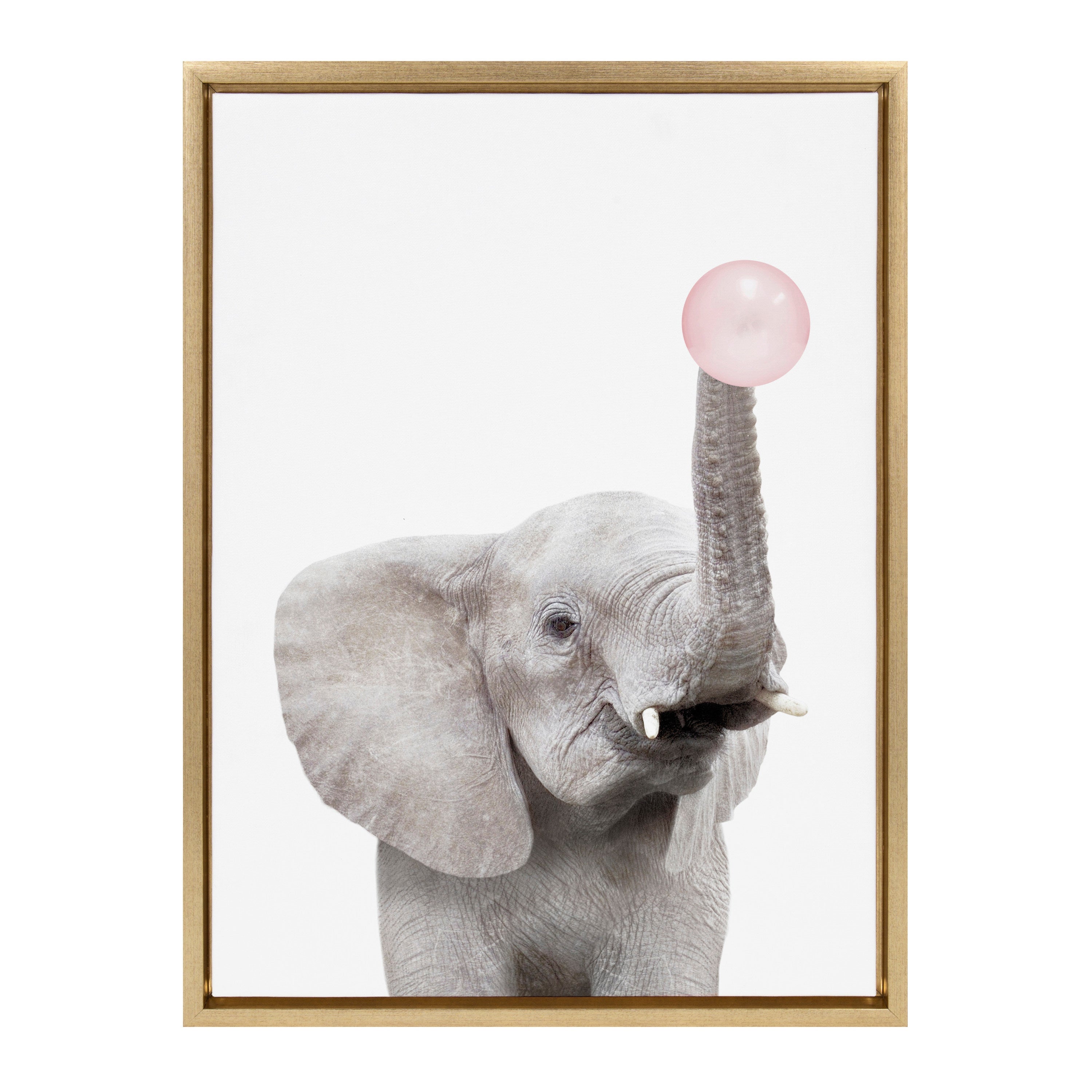 Sylvie Bubble Gum Elephant Framed Canvas by Amy Peterson Art Studio