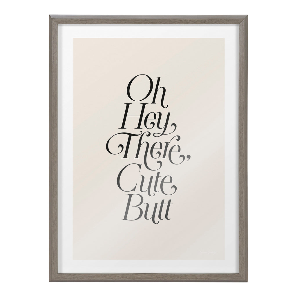 Blake Nice Butt Framed Printed Glass by Leonora Jennifer Benza of Yellow Heart Art