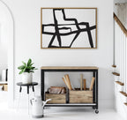 Sylvie Bold Sophisticated Abstract Black Stroke Framed Canvas by The Creative Bunch Studio