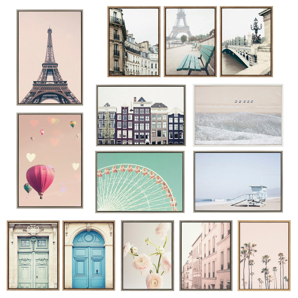 Sylvie Palm tree Row and LA Summer Framed Canvas by Caroline Mint