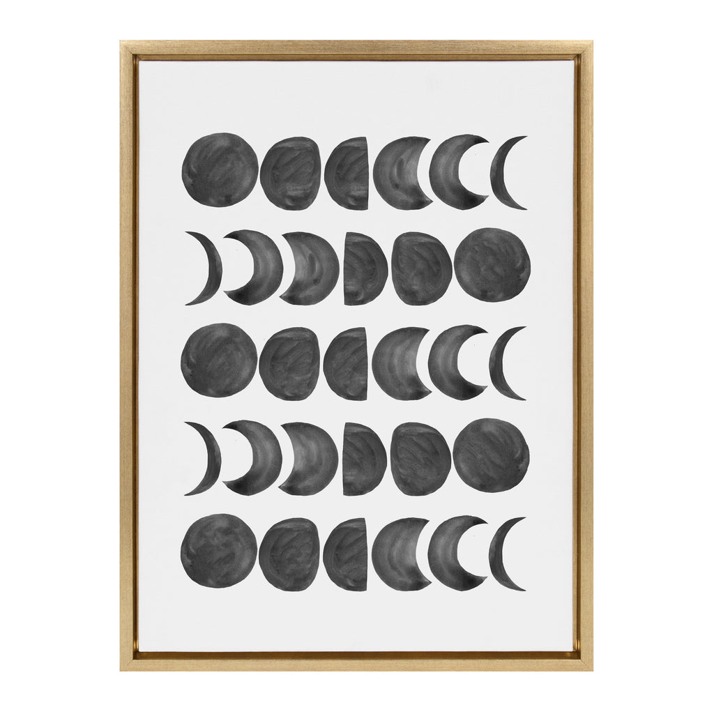 Sylvie 901 Moon Phases Black on White Framed Canvas by Teju Reval of SnazzyHues
