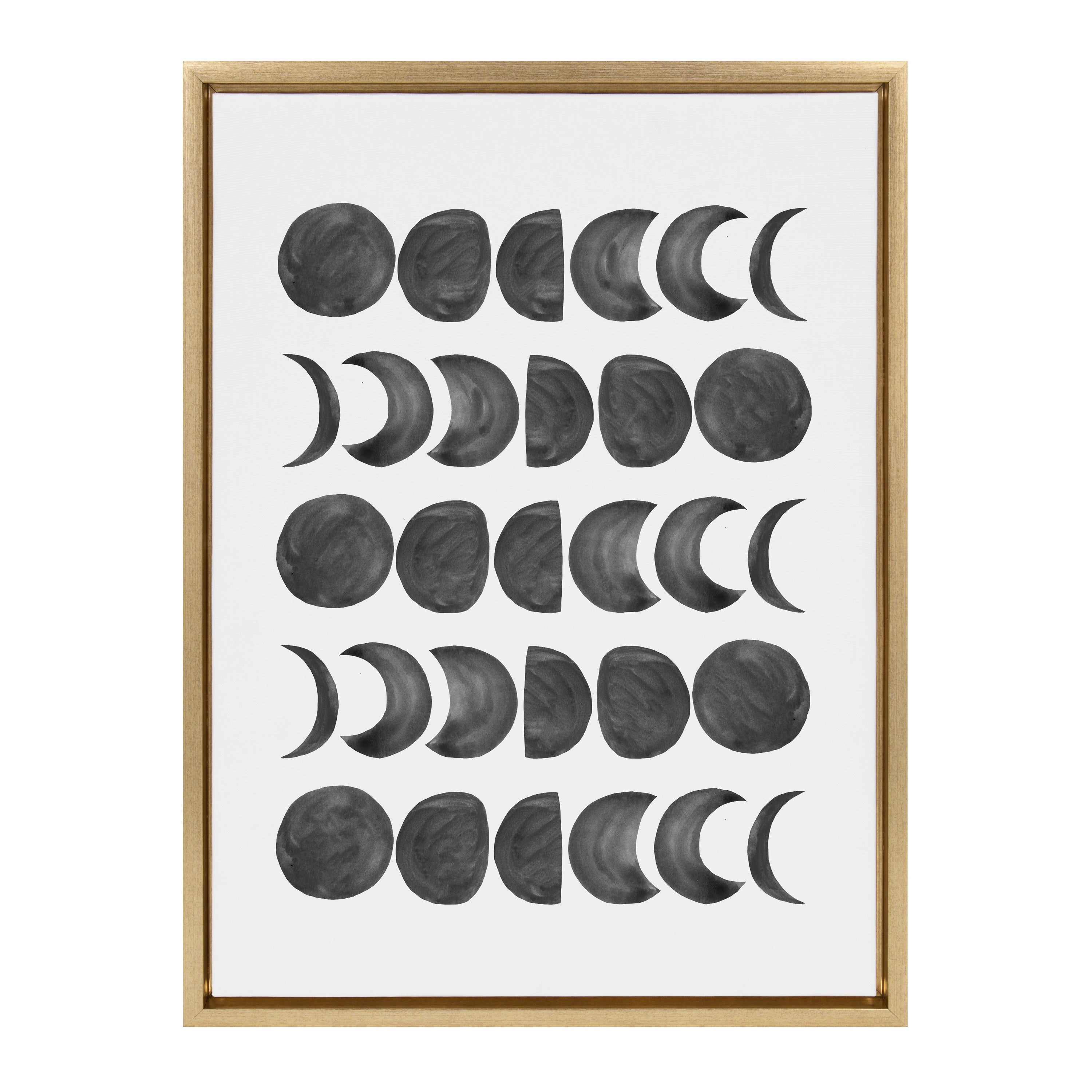 Sylvie 901 Moon Phases Black on White Framed Canvas by Teju Reval of SnazzyHues